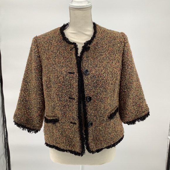 Hot in Hollywood Brown and Black Blazer with Textured Boucle - Picture 5 of 6